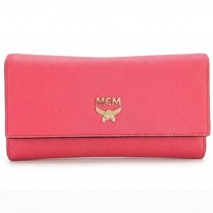 MCM Fuscia Pink And Orange Long Wallet Trifold